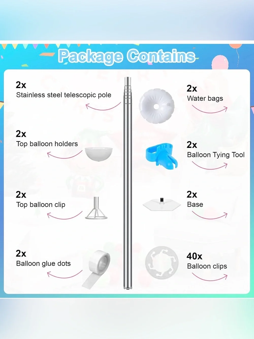 Balloon Arch Kit Balloon Column Kit 2 ct | 1-6+ ft tall & accessories NEW in box